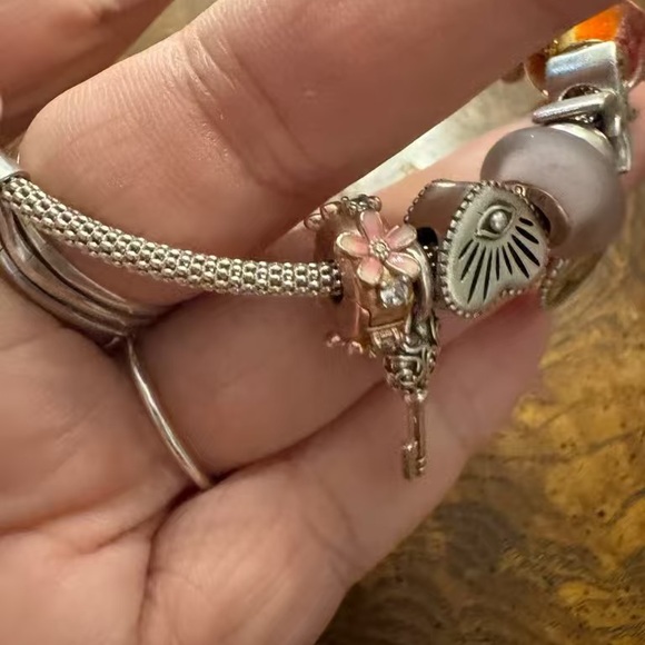 Pandora Silver and Pink Charm Bracelet - Picture 10 of 10